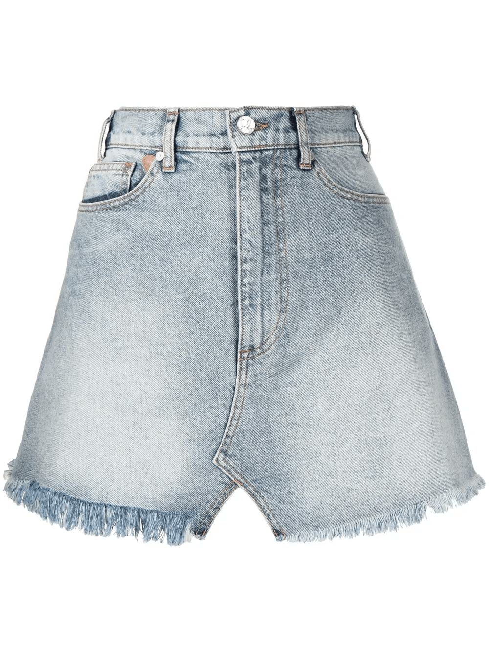 frayed-hem denim mini skirt - Image 1