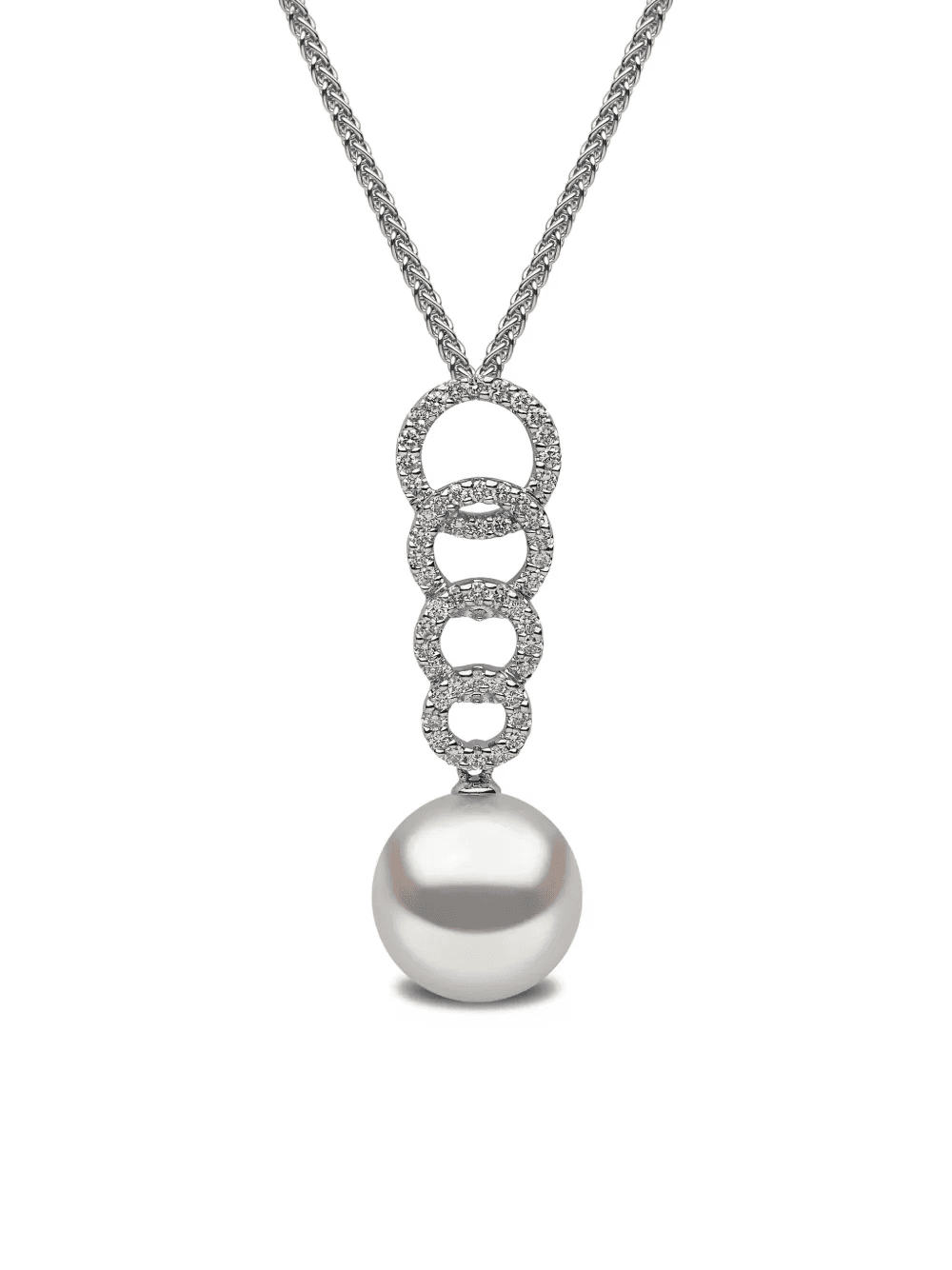 18kt white gold freshwater-pearl and diamond pendant - Image 1