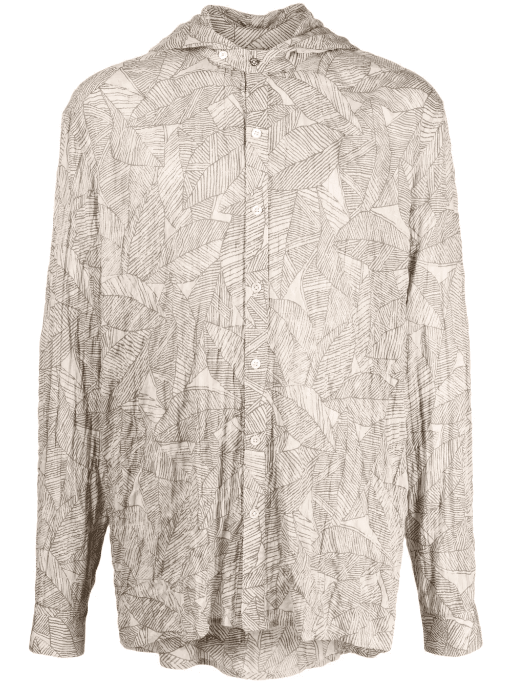 leaf-print hooded shirt - Image 1