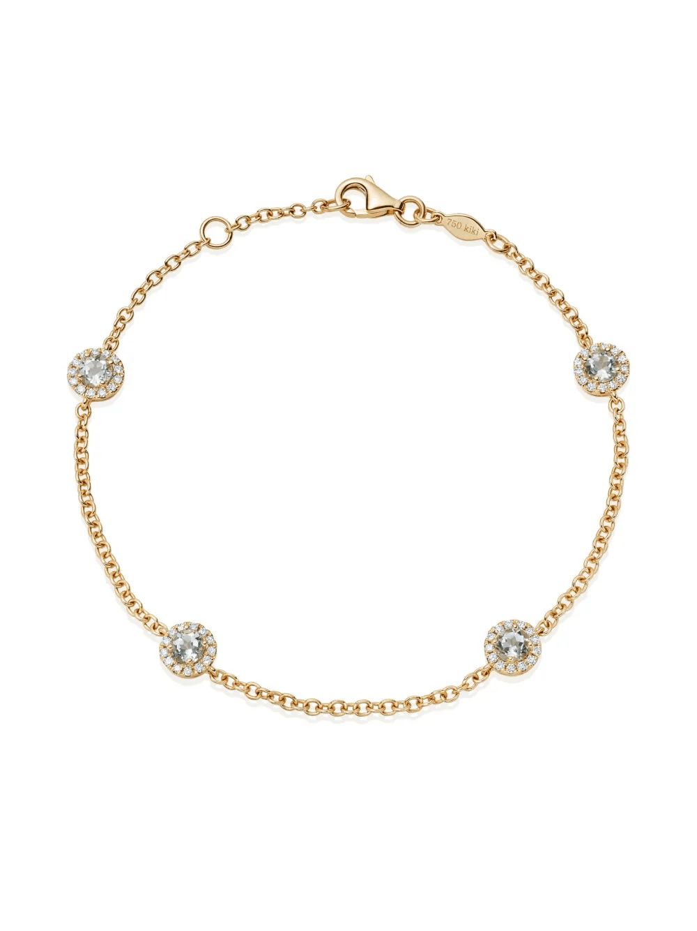 18ct Yellow Grace Gold Green Amethyst and Diamond Bracelet - Image 1