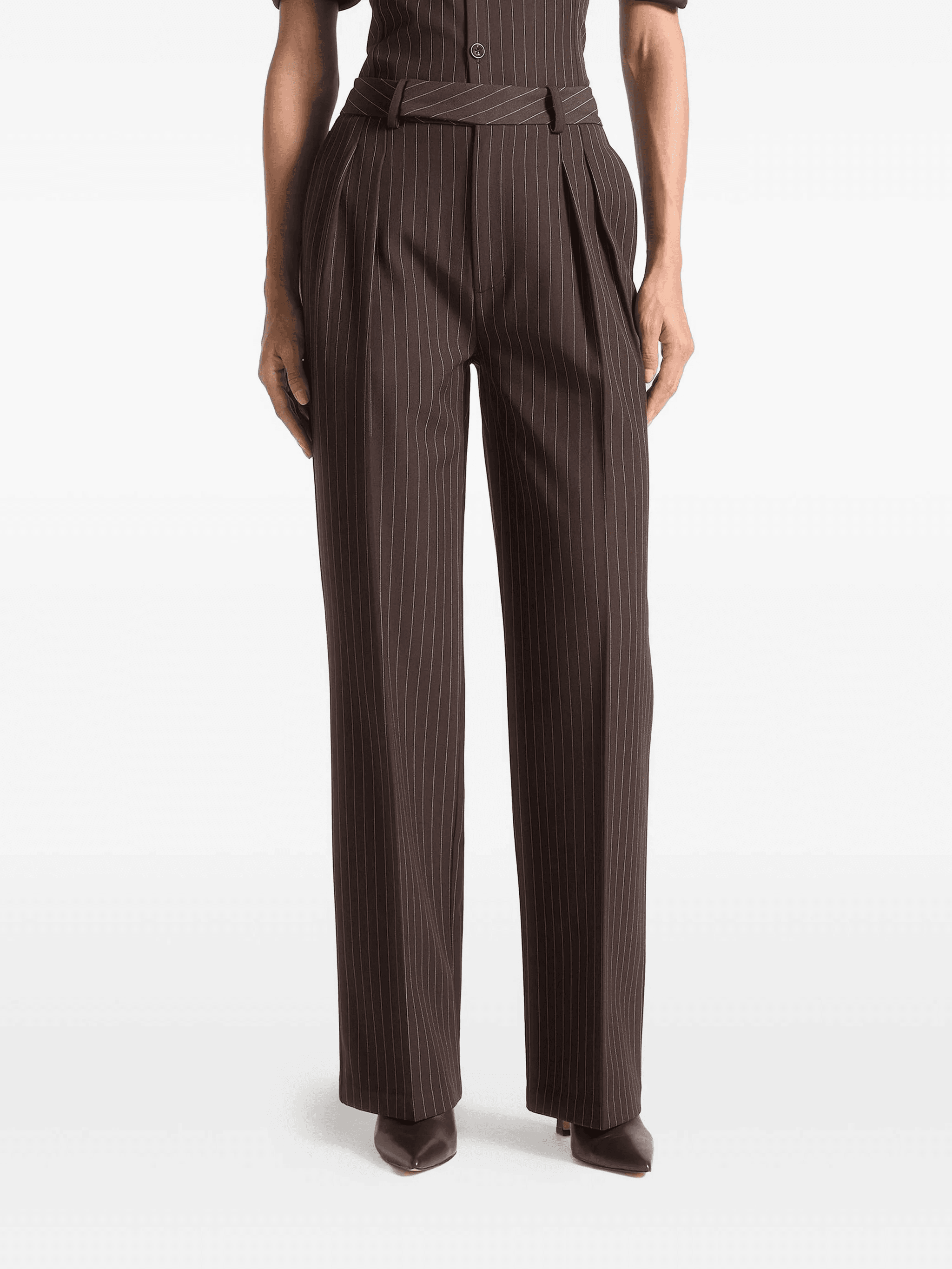 Julie pinstripe twin-pleat tailored trousers - Image 1