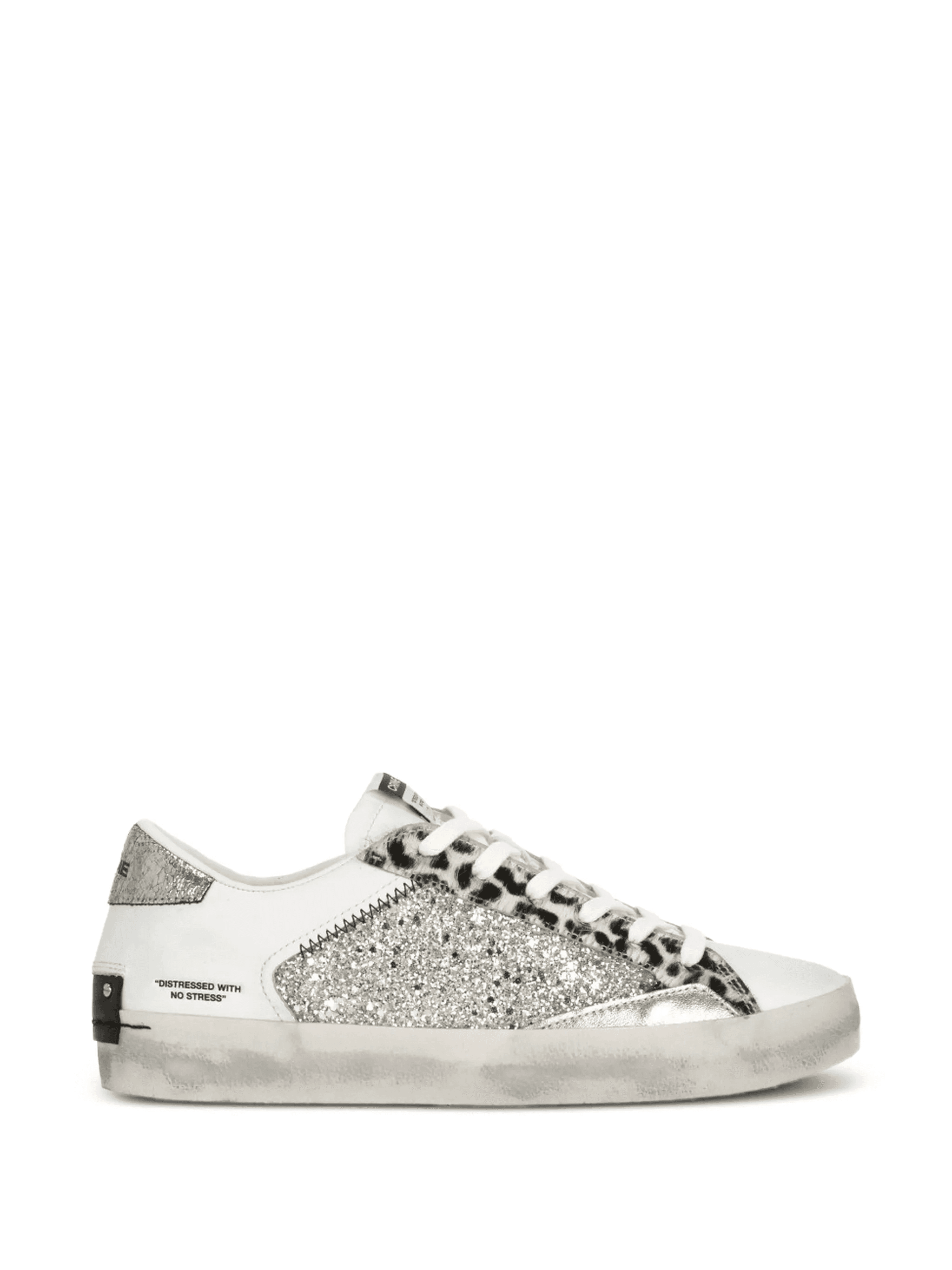 Distressed animal-print glitter sneakers - Image 1
