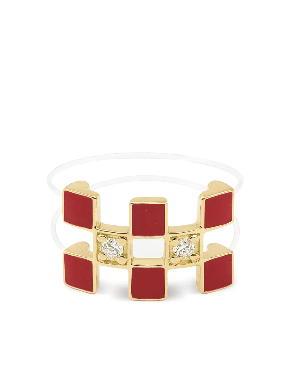 18K yellow gold Illusion diamond ring - Image 1