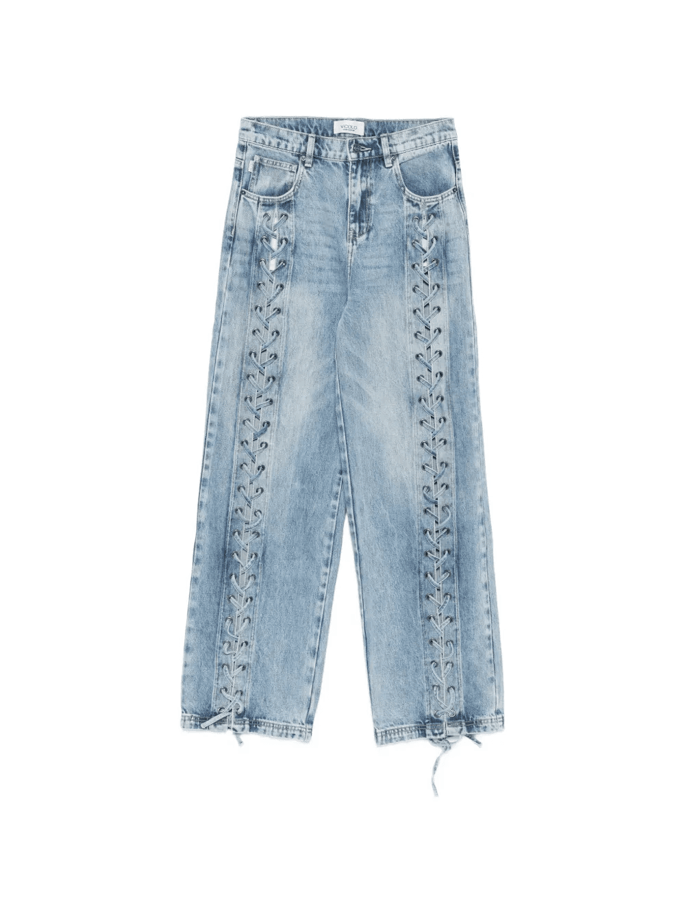 lace-up buttoned jeans - Image 1