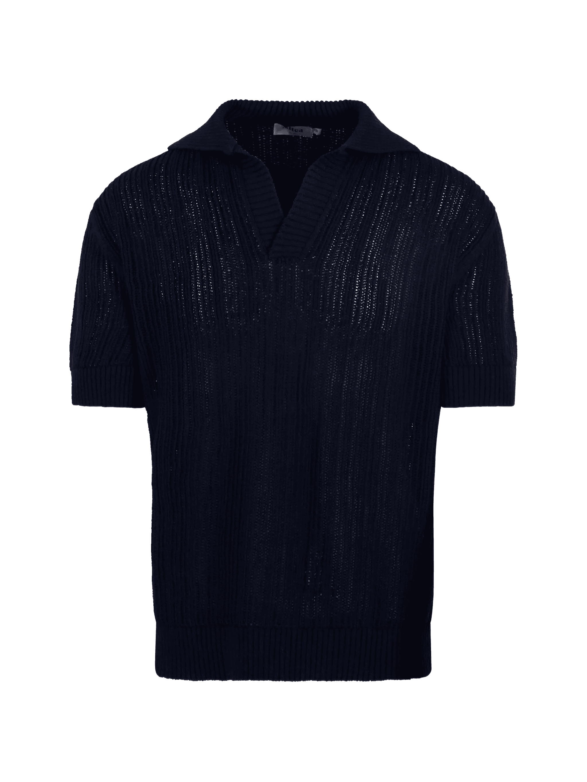 V-neck open-knit T-shirt - Image 1