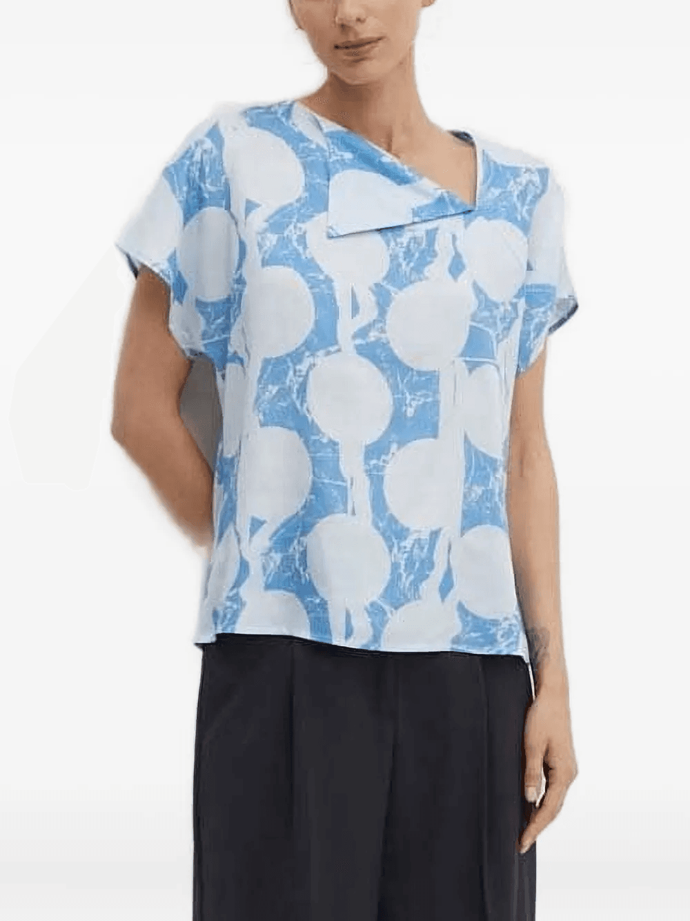 abstract-print short-sleeved blouse - Image 1