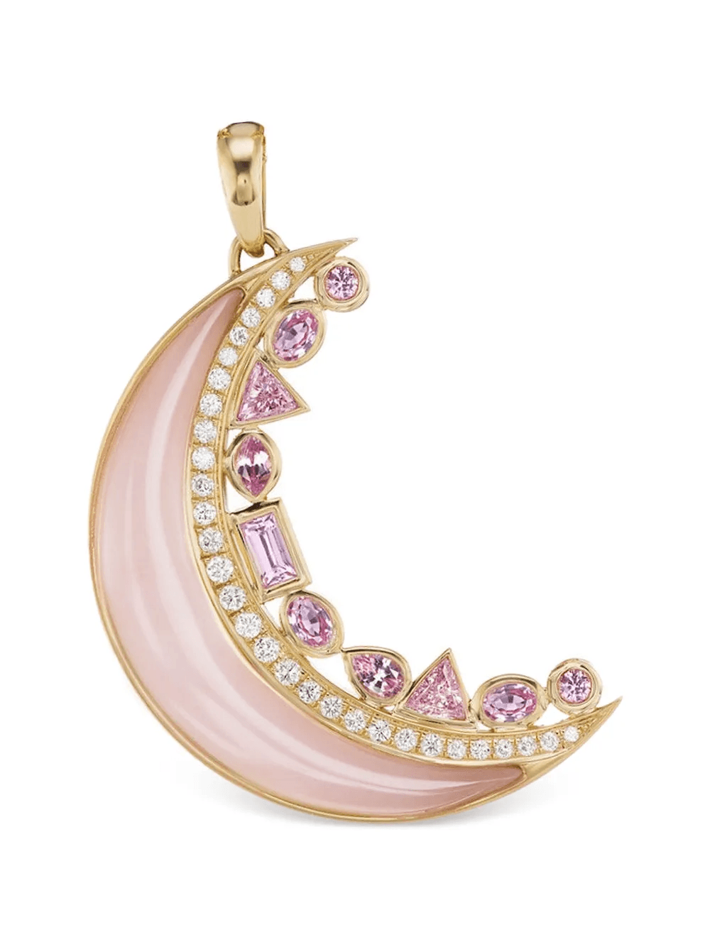 multi stone crescent moon pendant - Image 1