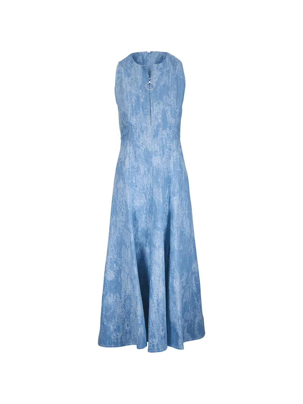 washed denim jacquard midi dress - Image 1
