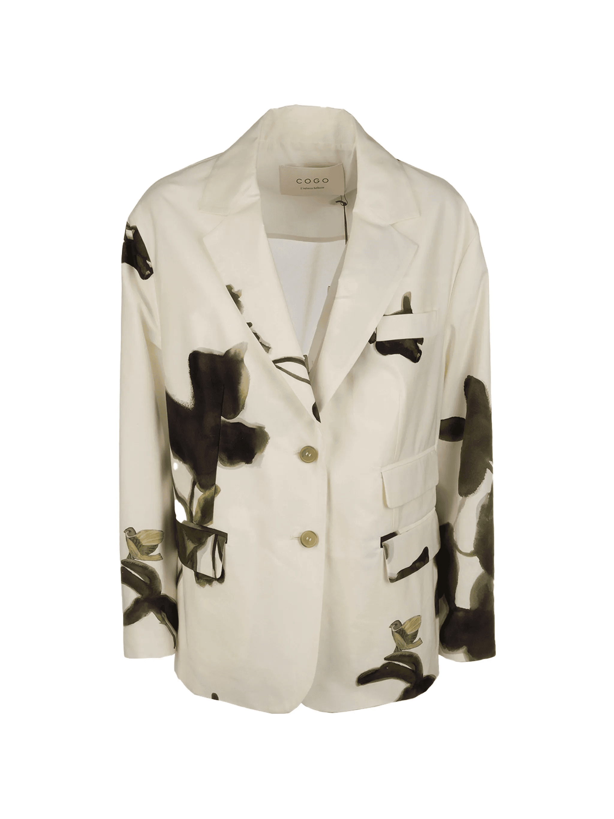 floral-print cotton blazer - Image 1