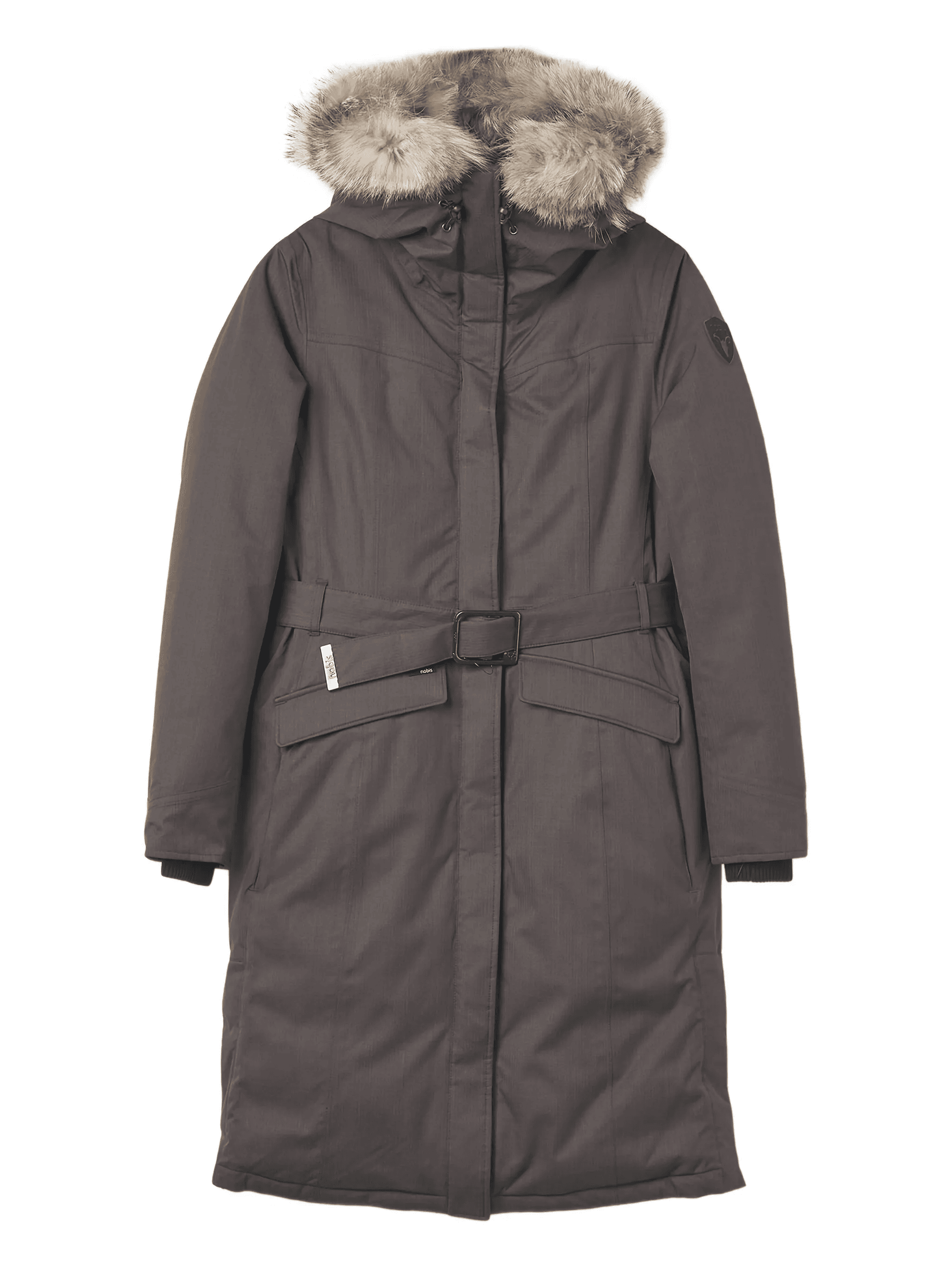 faux-fur hooded belted coat - Image 1