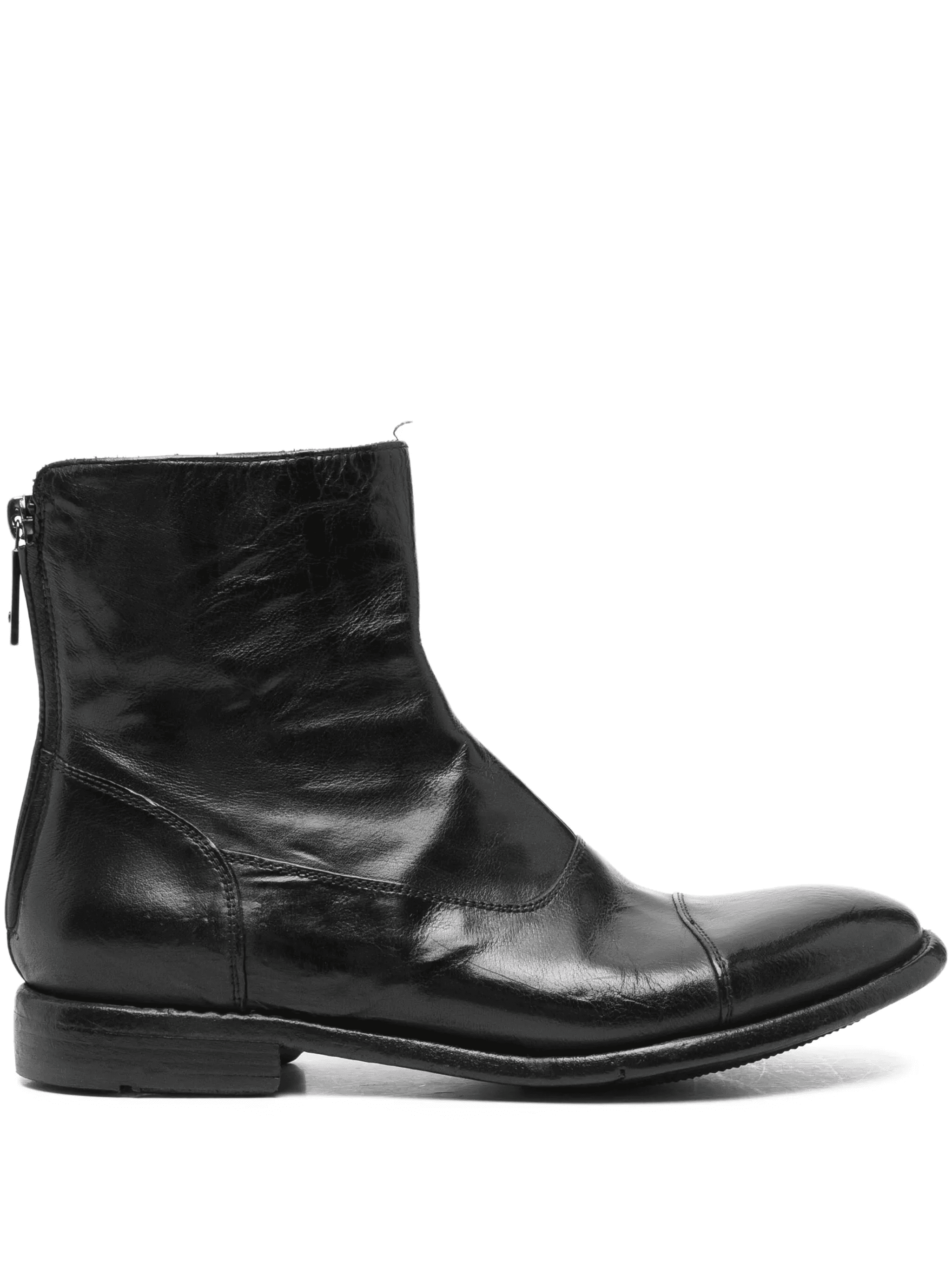zip-fastening leather boots - Image 1