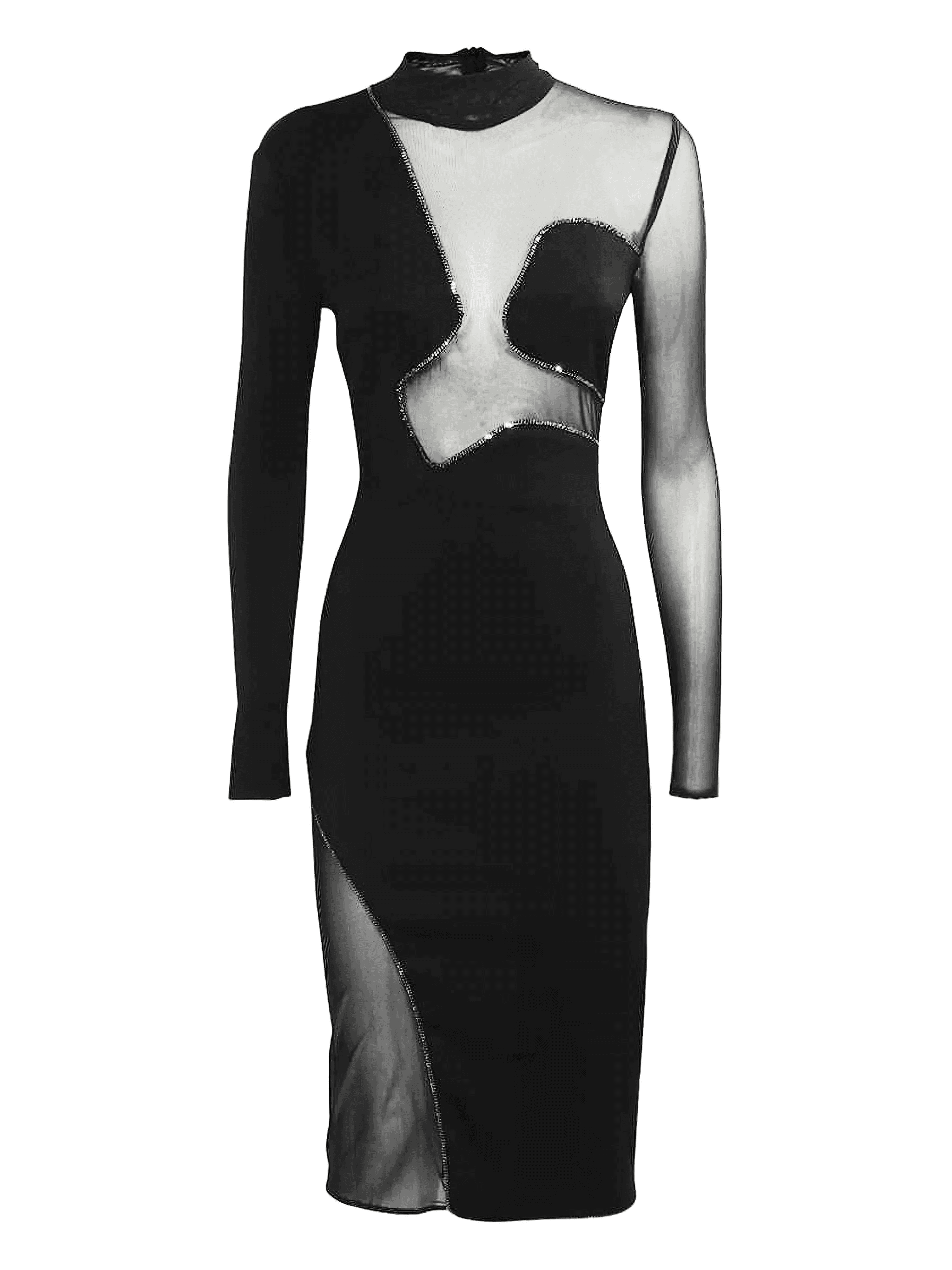 mesh-insert embellished party dress - Image 1