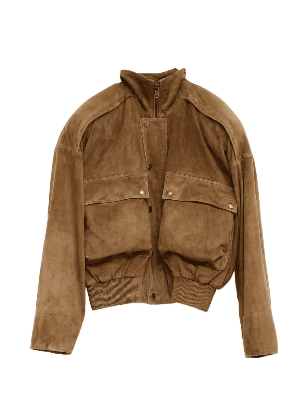 flap-pocket suede bomber jacket - Image 1