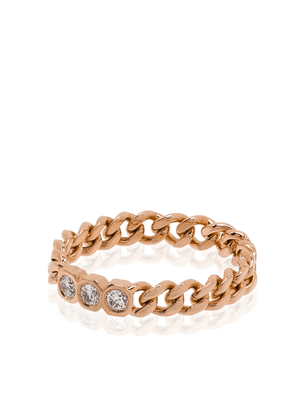 18K rose gold chain-link diamond ring - Image 1