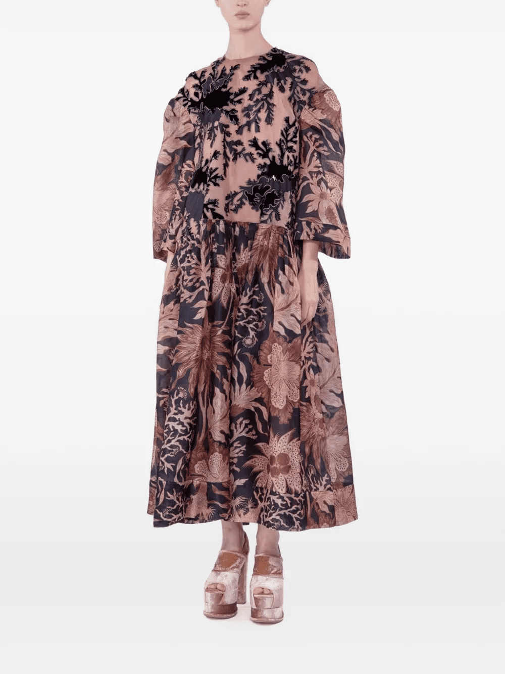 velvet embroidered maxi dress - Image 1