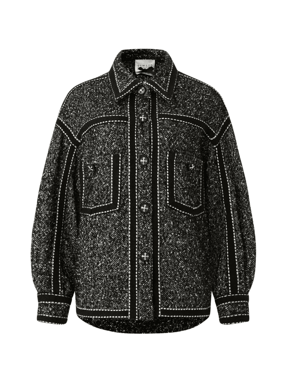 button-up contrast-trim jacket - Image 1
