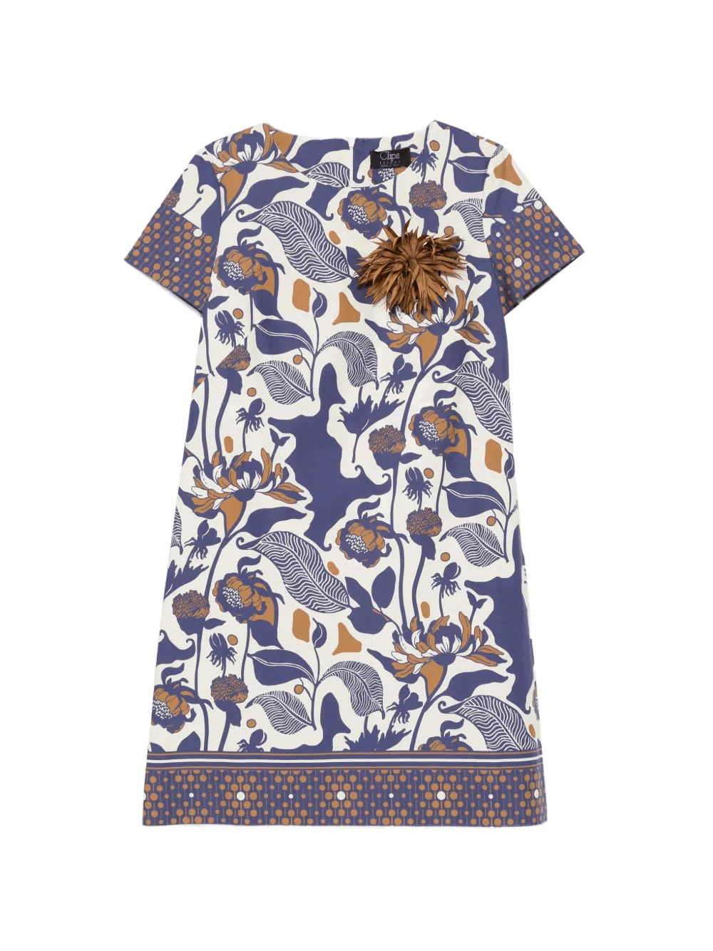 floral-appliqué mini dress - Image 1