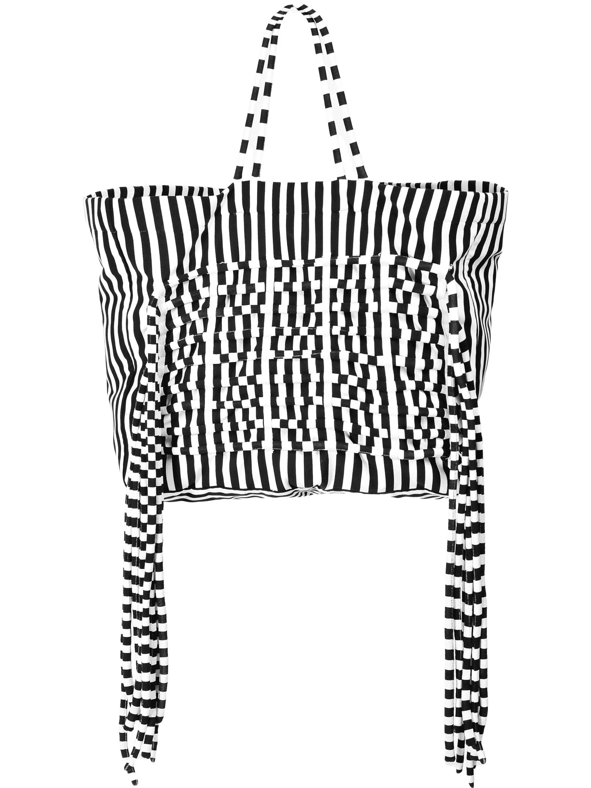 striped fringed tote bag - Image 1