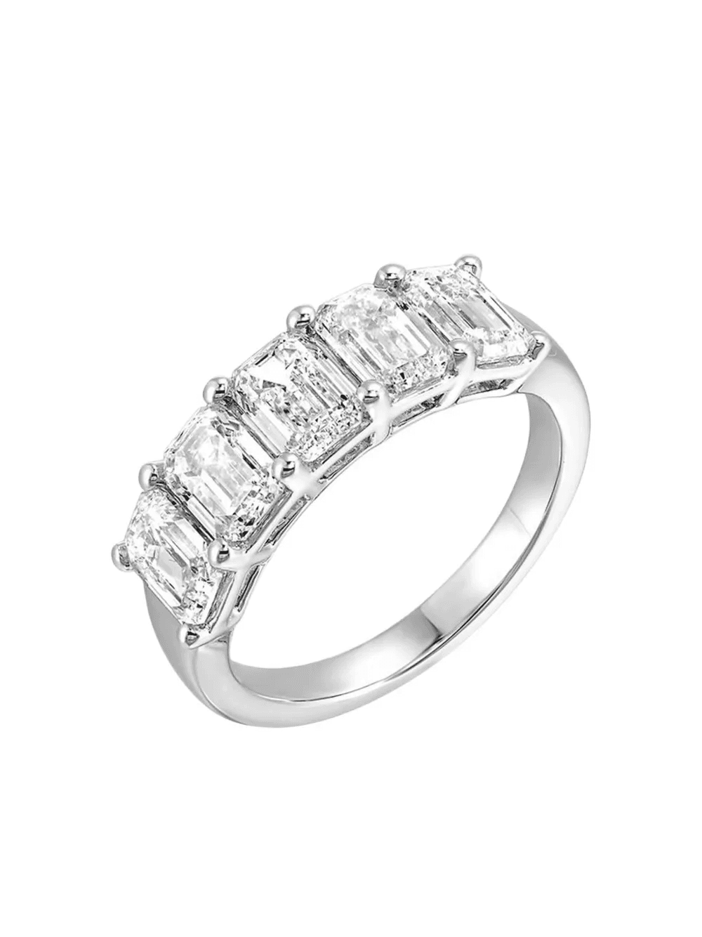 14K white gold emerald lab-grown diamond ring - Image 1