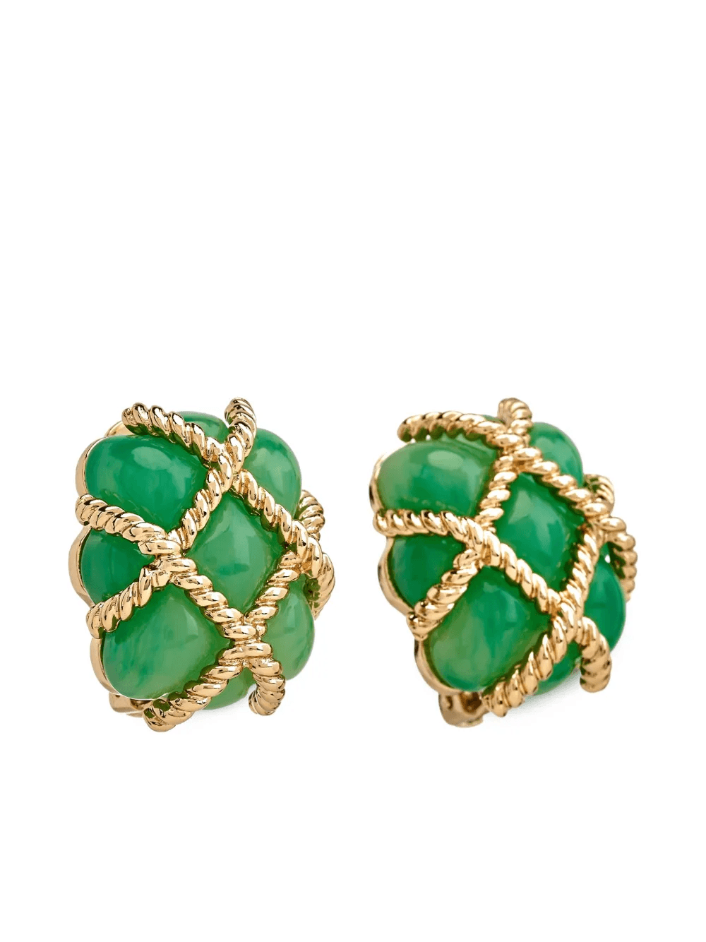 quilted jade clip-on earrings - Image 1
