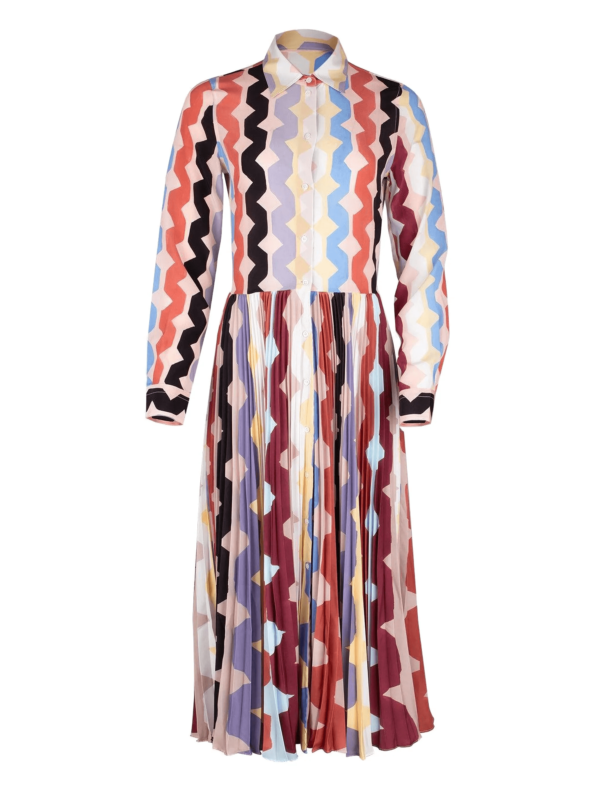 Toska pleated zigzag print dress - Image 1