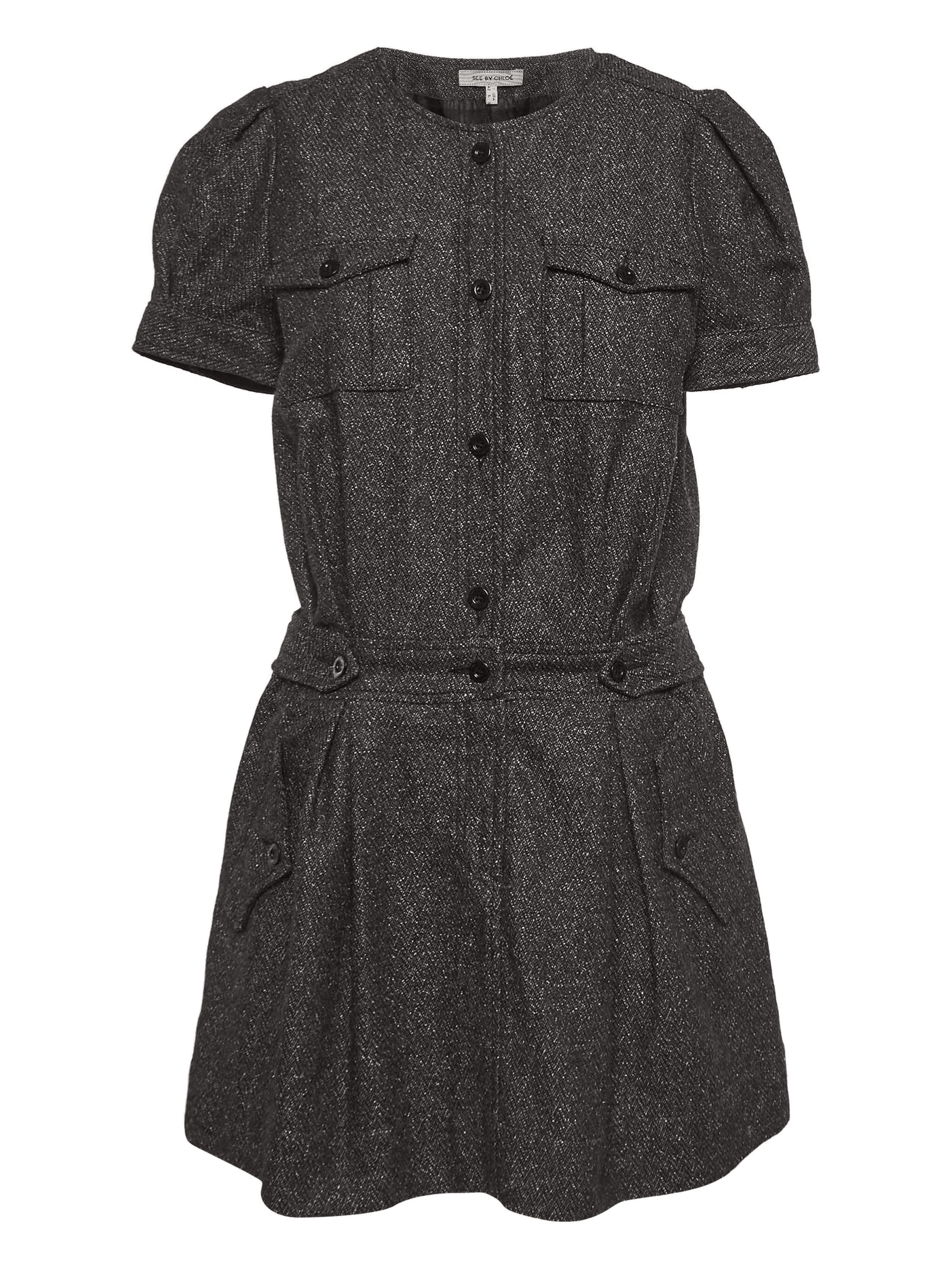 2024 puff-sleeves pockets mini dress - Image 1