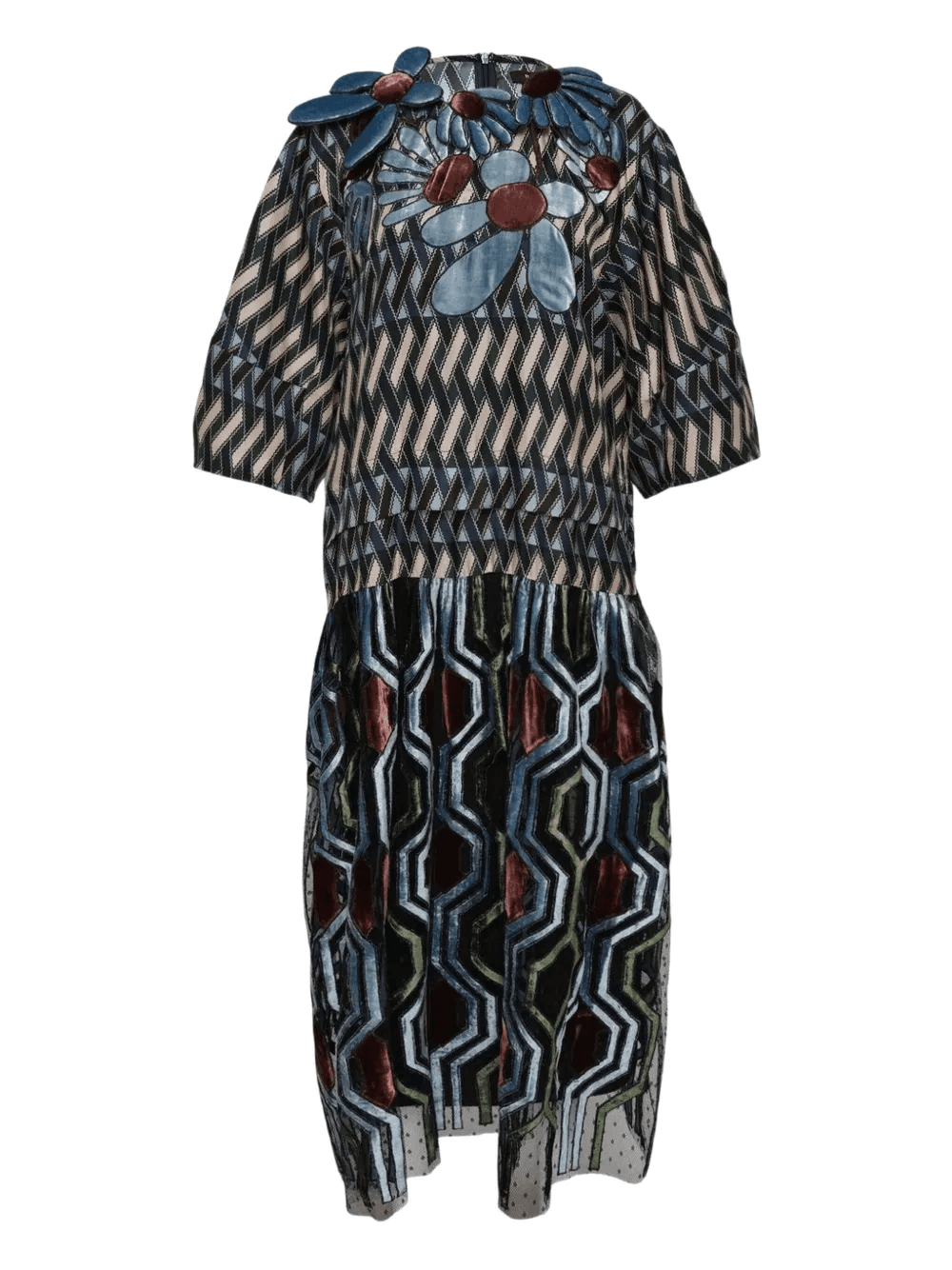 geometric-print silk dress - Image 1