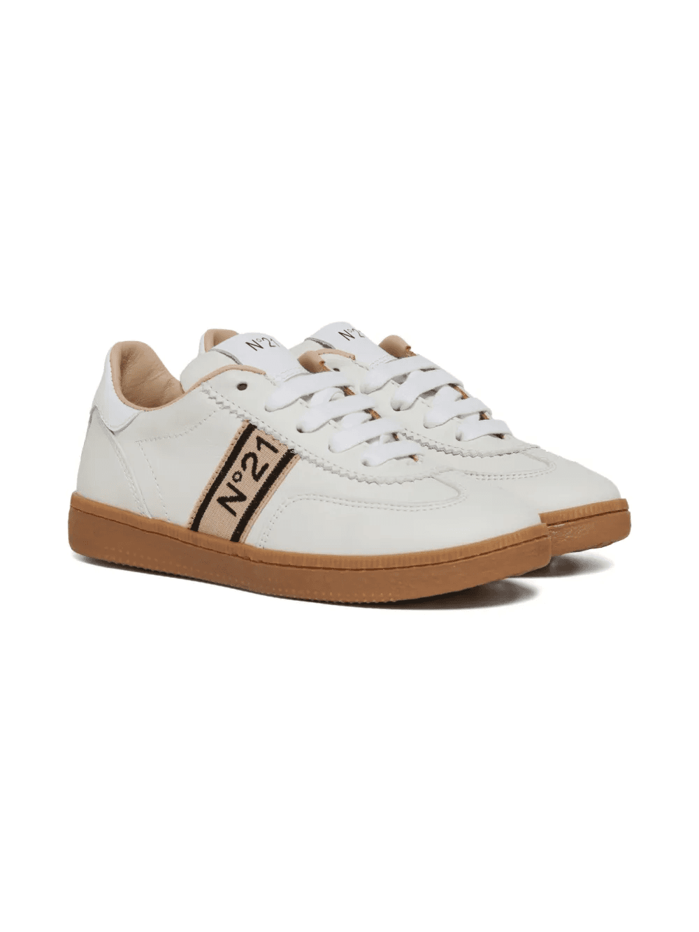 logo-detailed leather sneakers - Image 1