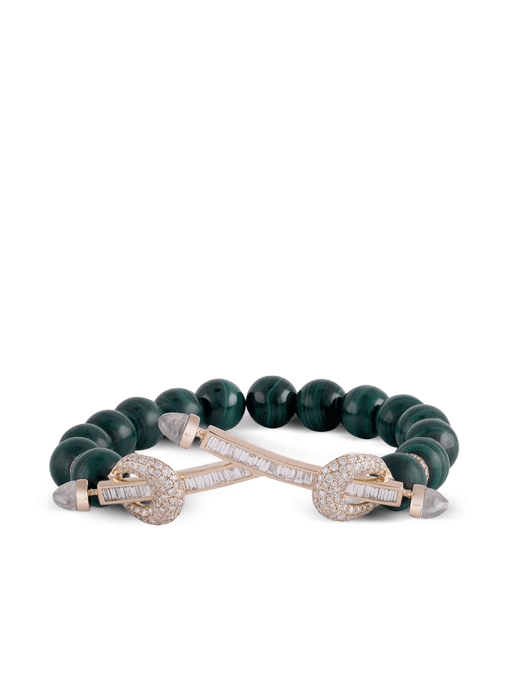 18K yellow gold Chakra Twin diamond and malachite bracelet - Image 1
