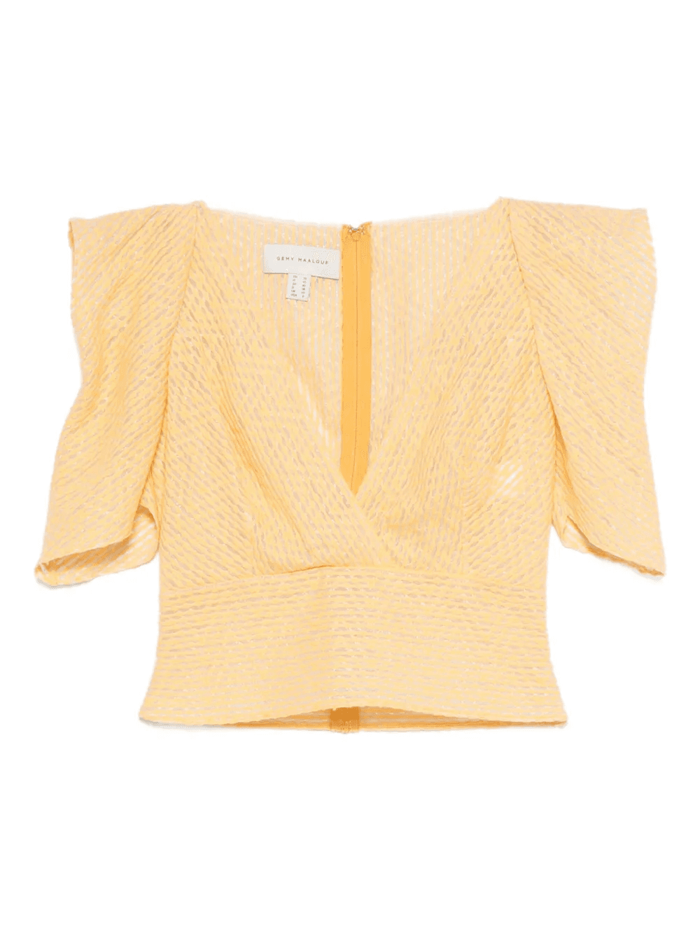 puff-sleeve V-neck top - Image 1