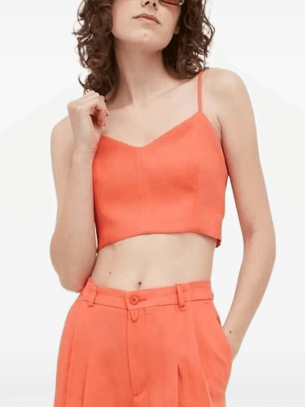 zip-back V-neck top - Image 1