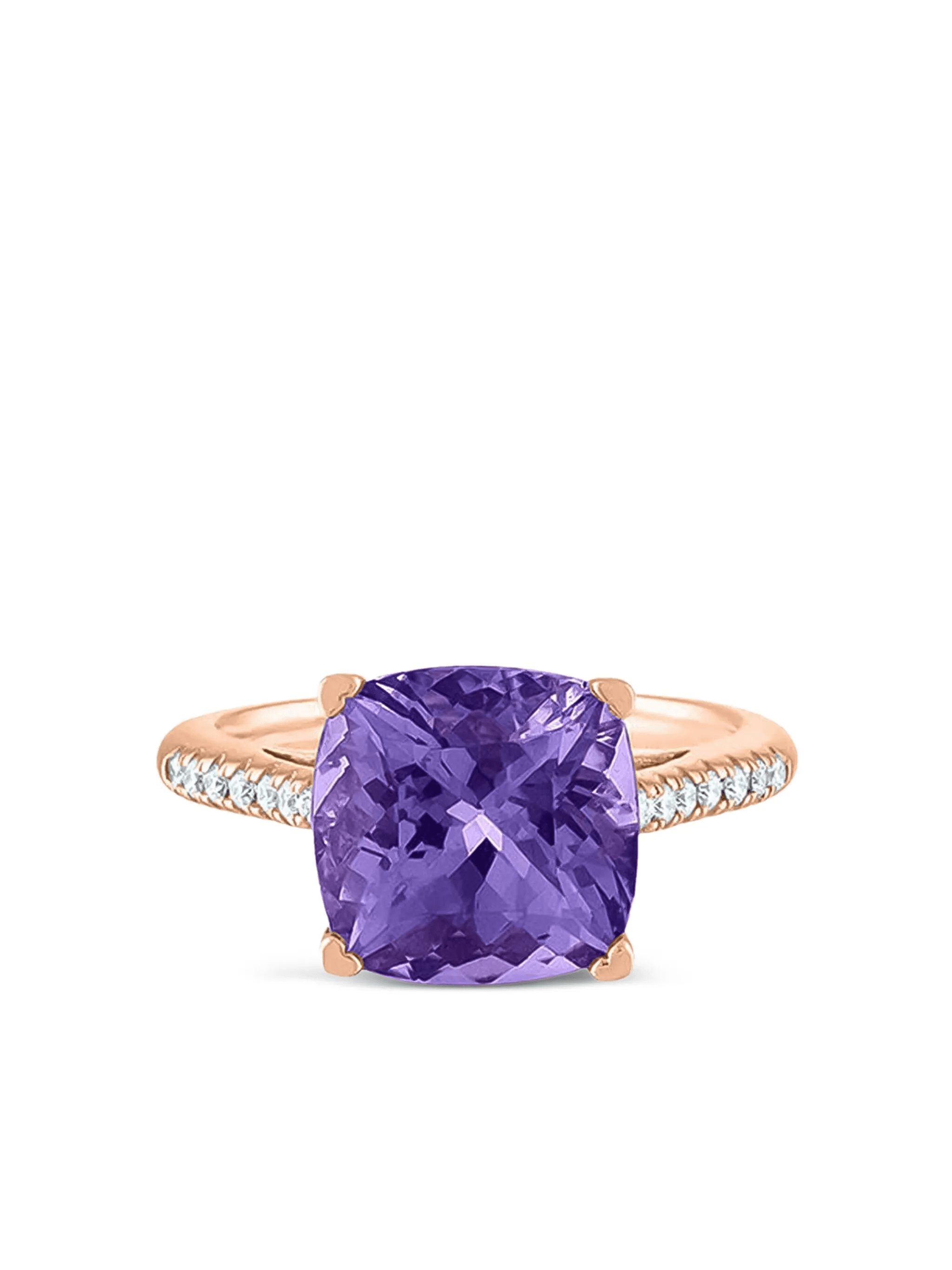 18K rose gold amethyst and diamond ring - Image 1