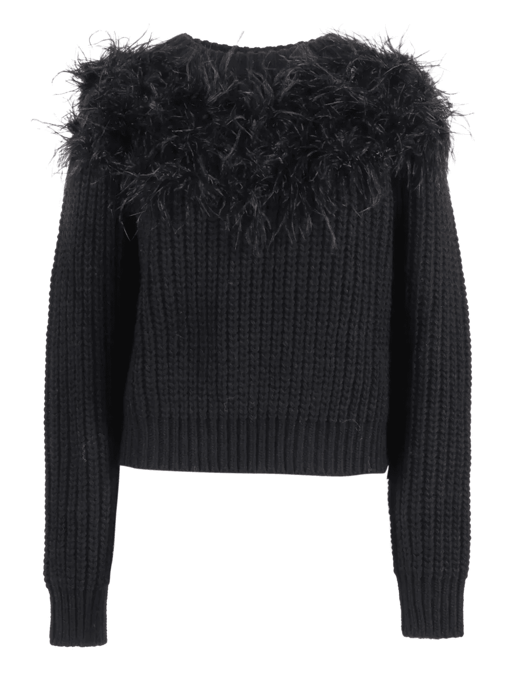feather-trimmed ribbed sweater - Image 1