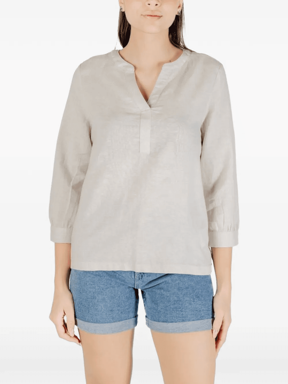 V-neck linen blouse - Image 1