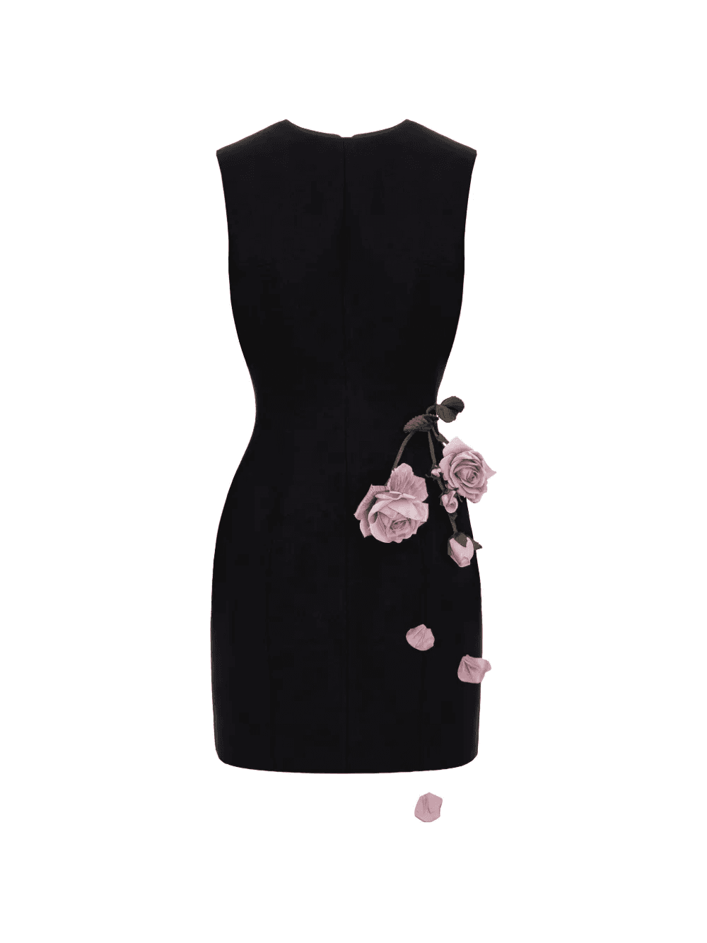 rose-appliqué sleeveless mini dress - Image 1
