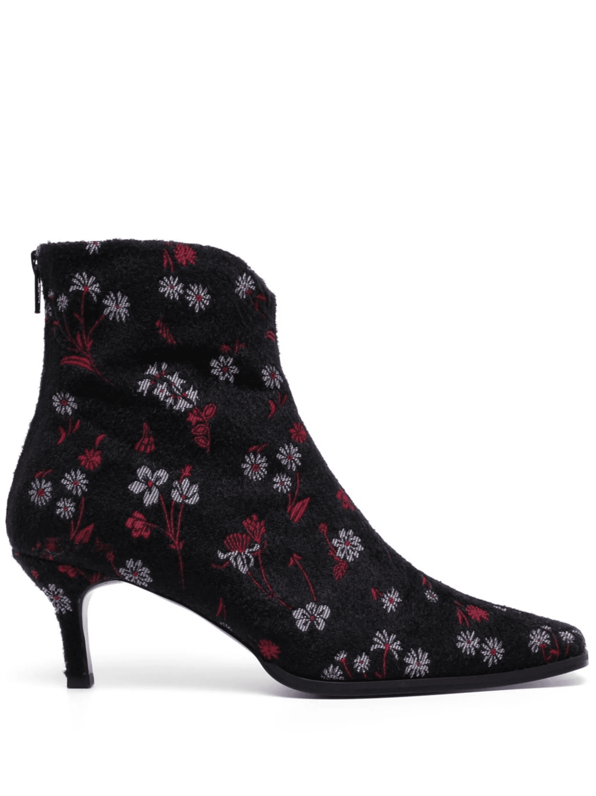 floral-embroidered velvet boots - Image 1