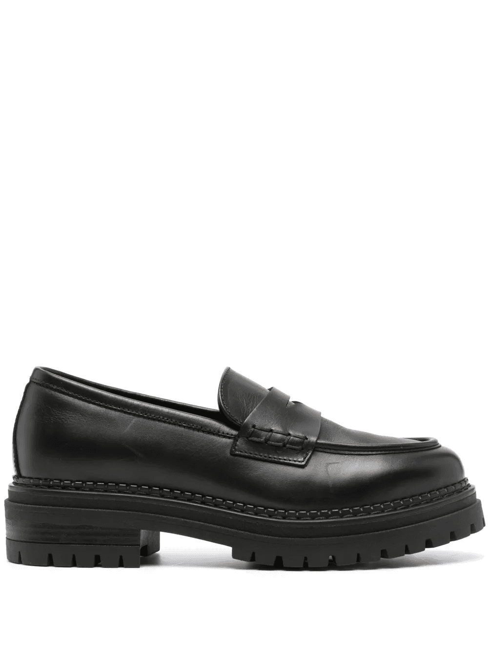 round-toe leather loafers - Image 1