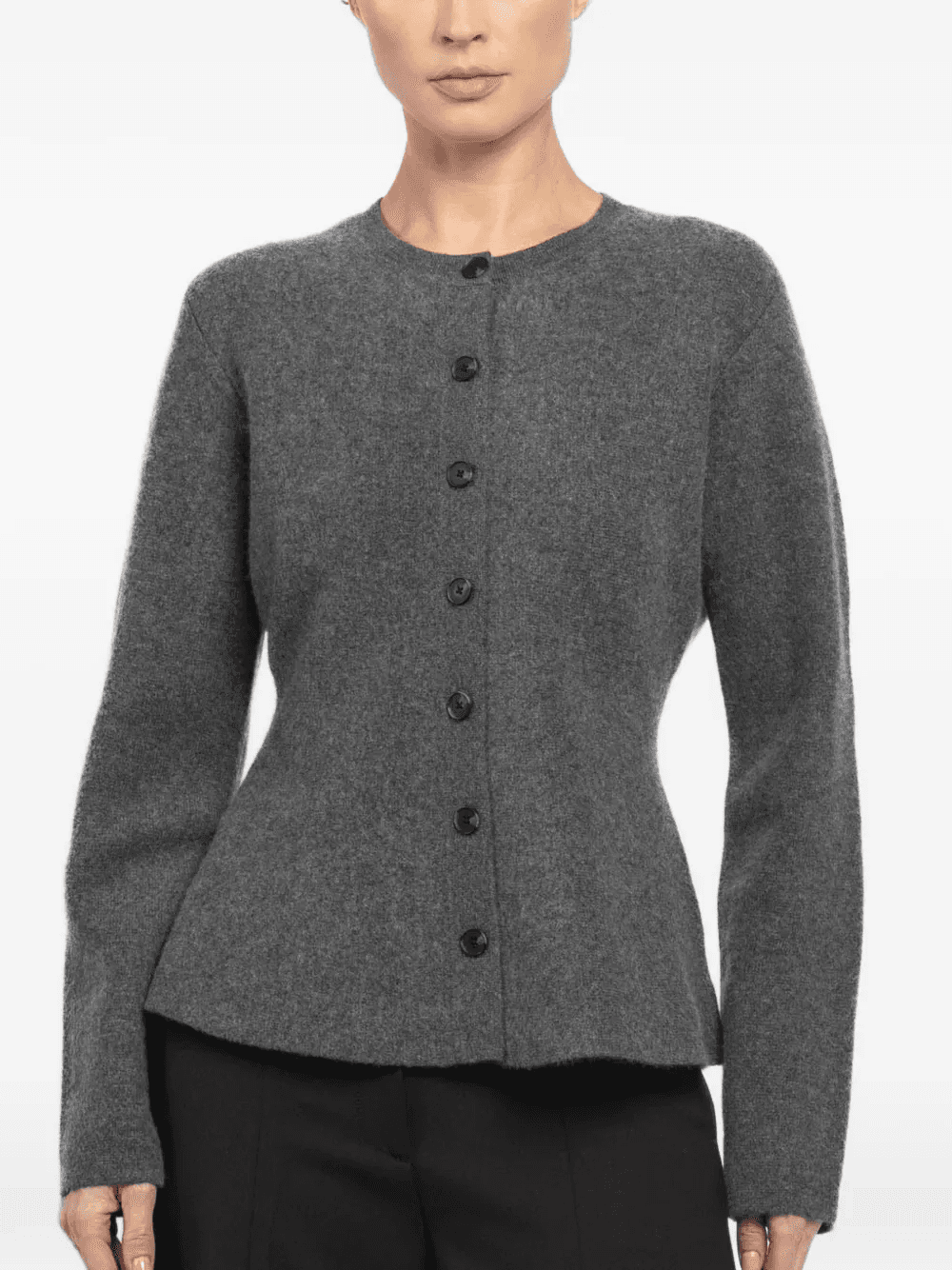 button-front peplum cardigan - Image 1