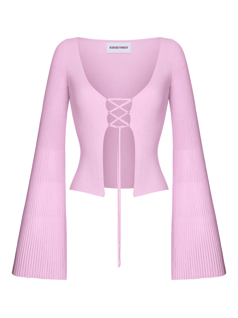 lace-up ribbed top - Image 1