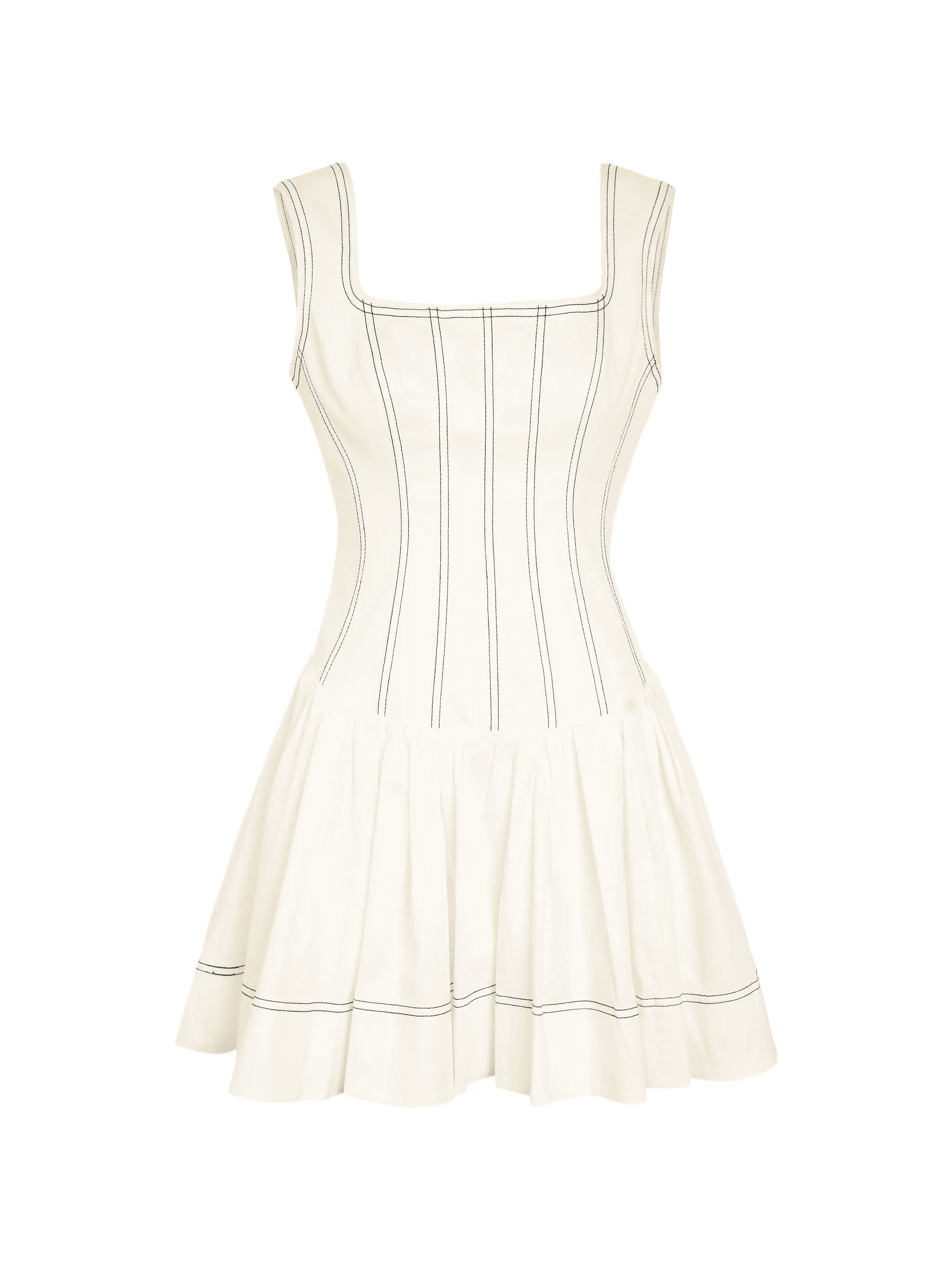 contrast-stitch flared dress - Image 1
