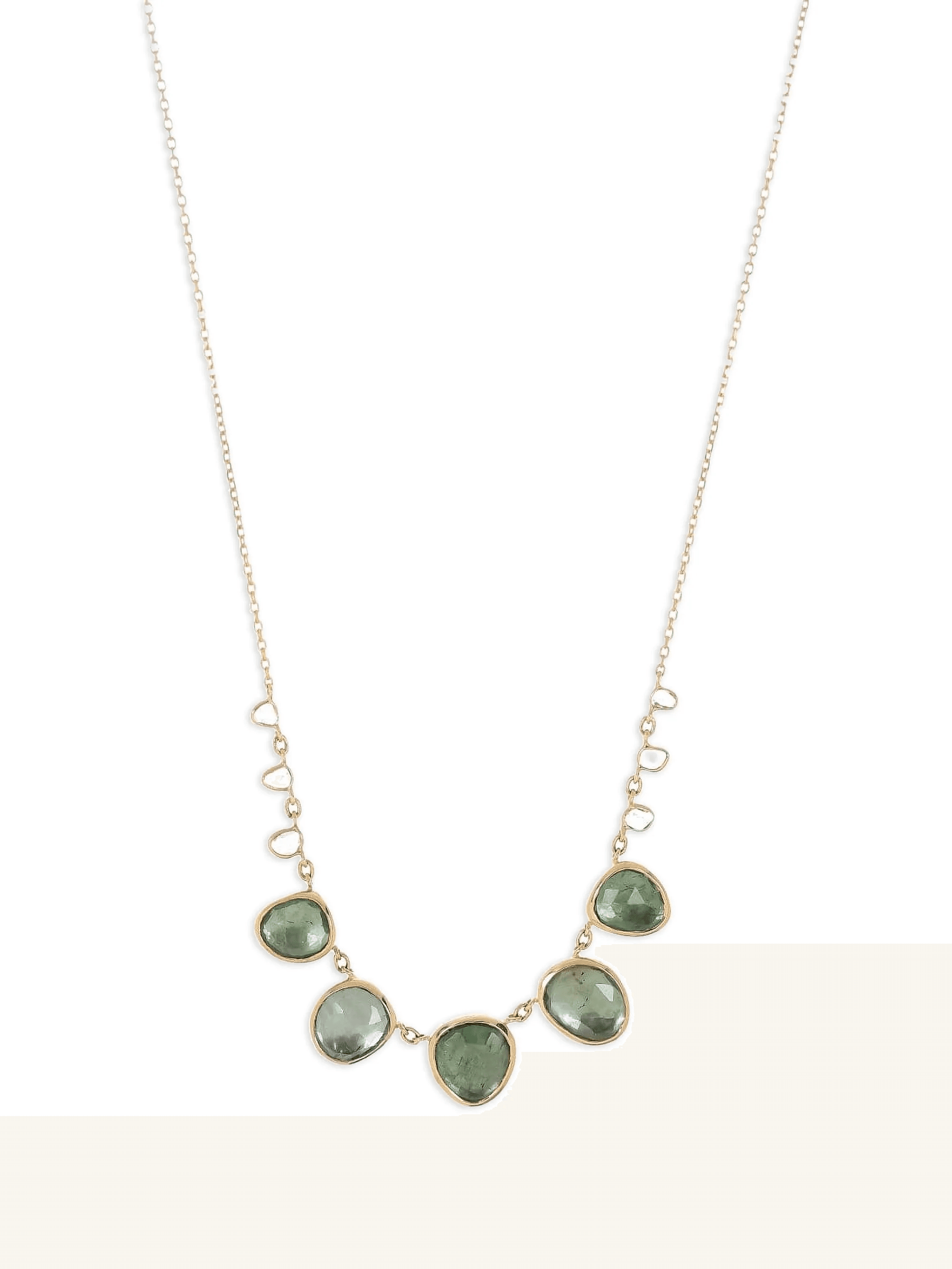 14K yellow gold tourmaline and diamond necklace - Image 1