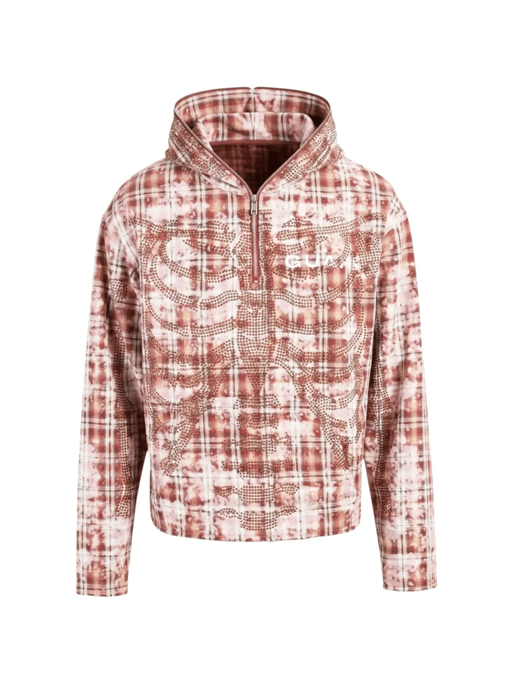 plaid skeleton stud hoodie - Image 1