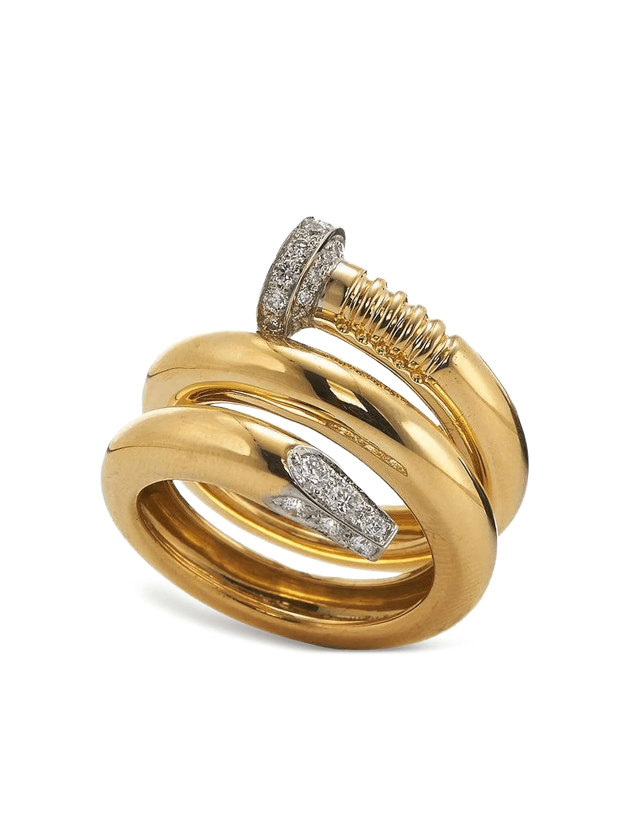 18K yellow gold Nail diamond ring - Image 1