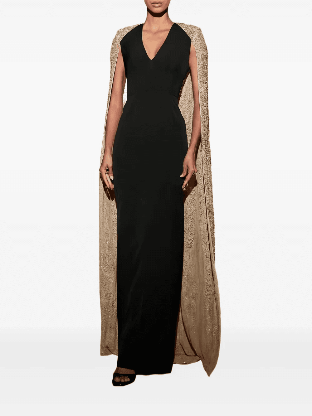 Asma sequin-cape V-neck gown - Image 1