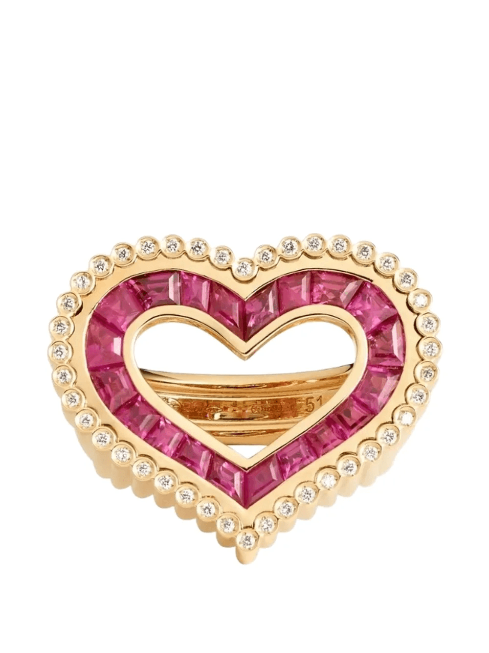Love diamond ruby heart ring - Image 1