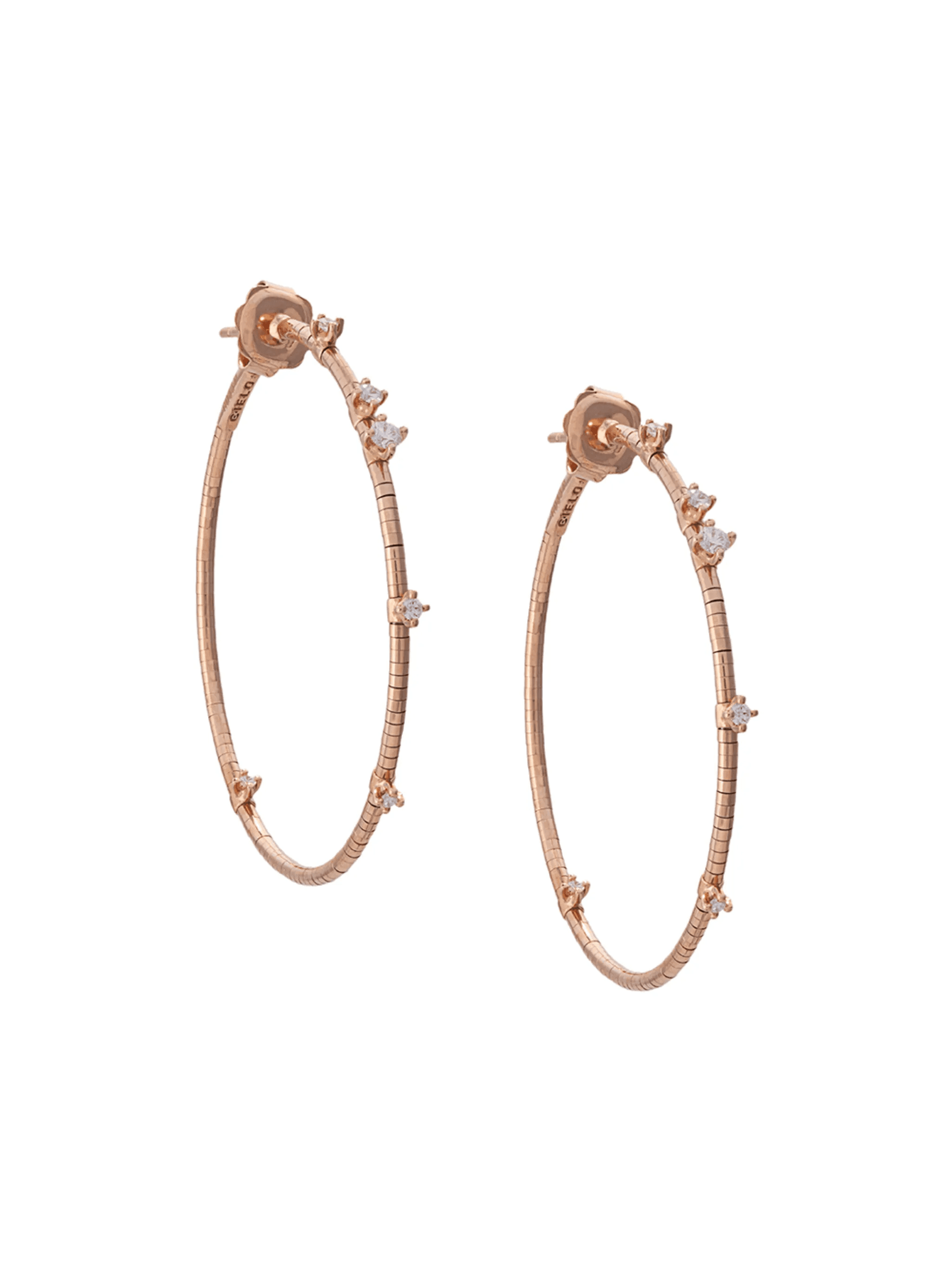 18kt rose gold diamond hoop earrings - Image 1