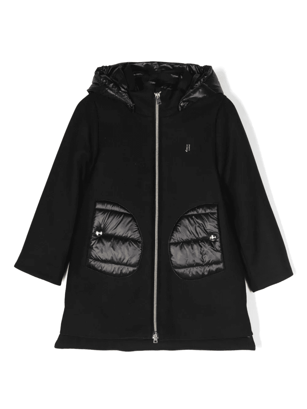 logo-plaque hooded coat - Image 1