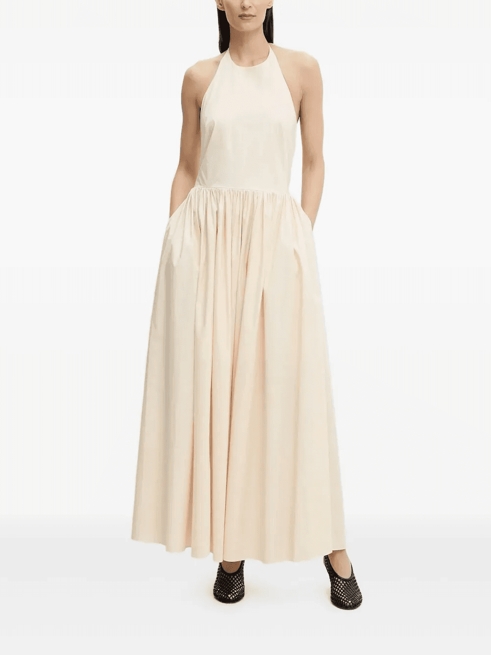 halter-neck gathered maxi dress - Image 1