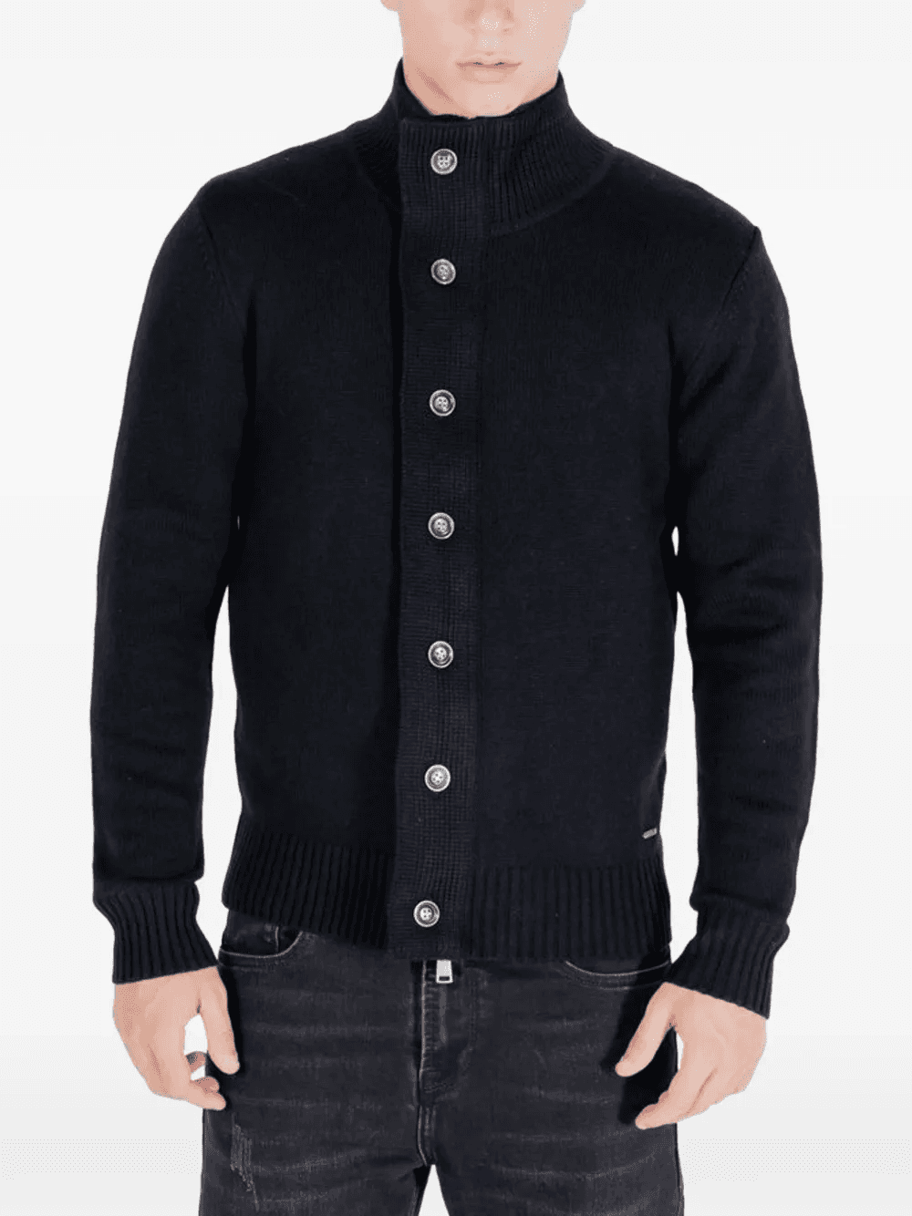 button-up high-neck sweater - Image 1