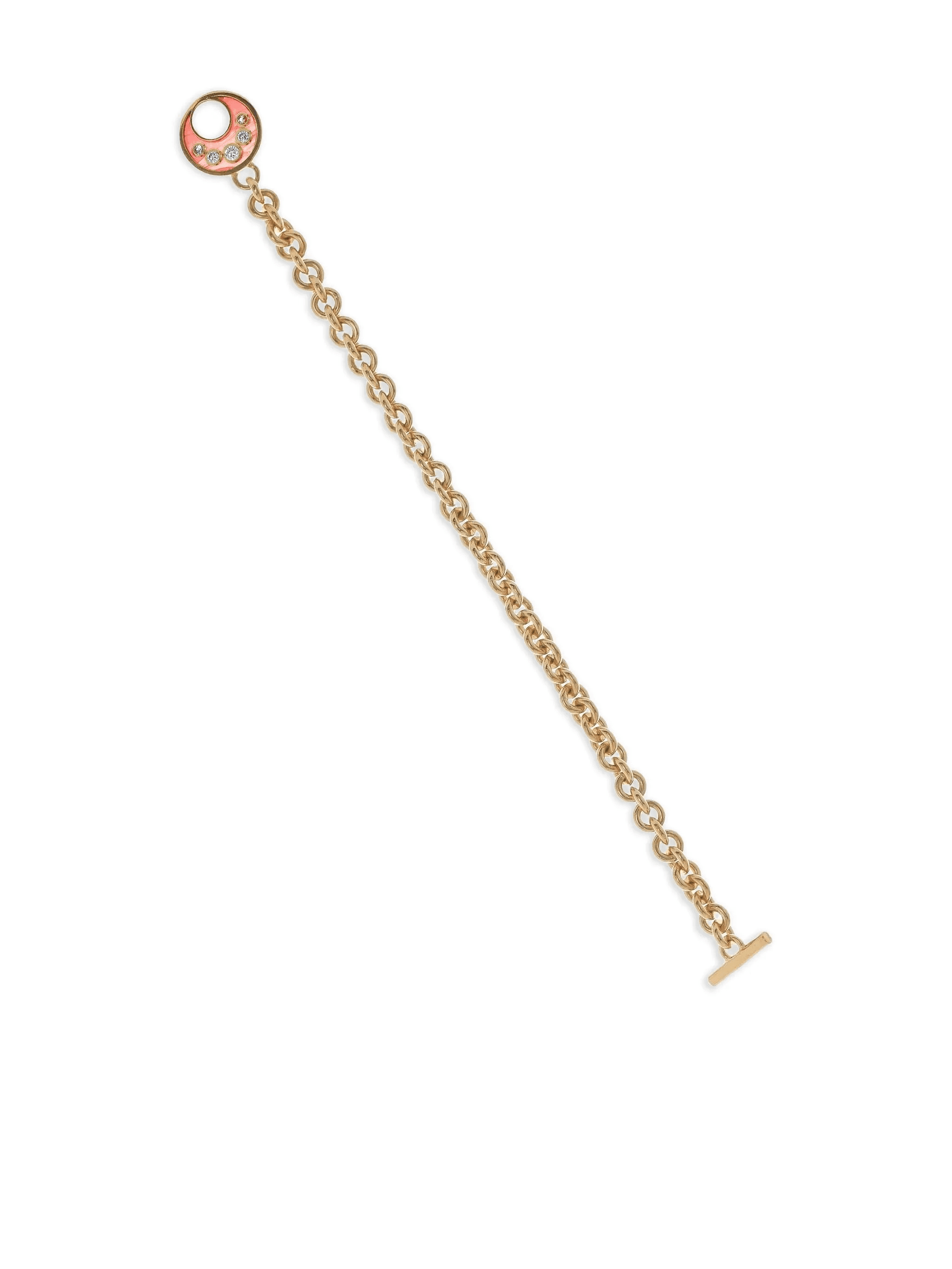 18K yellow gold diamond and pink sapphire toggle bracelet - Image 1